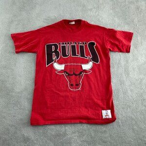 Vintage Nutmeg Mills Chicago Bulls Red T-Shirt L NBA Licensed USA  0873